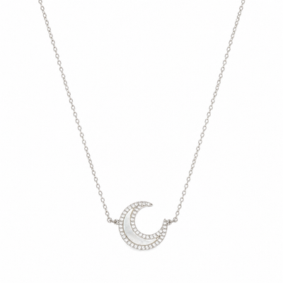 Silver Moon Necklace with Mother of Pearl Pendant