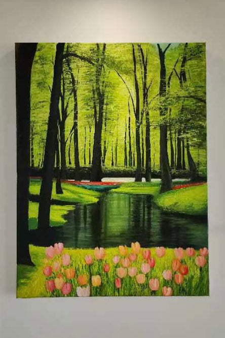 A Glimpse at Keukenhof – Original Acrylic Landscape Painting