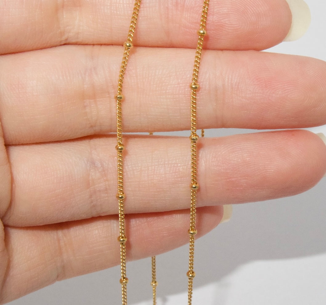Beaded 14K Gold-Filled Necklace – Dainty Layering Chain