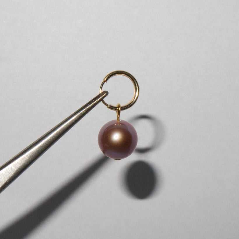 Purple Edison Pearl Hoop Charm